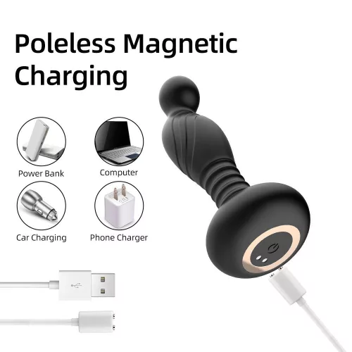 O Shock Anál plug USB töltésű, 10 rezgés- és 3 elektro mód 10,5 cm fekete