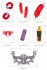 Concorde Pro Vibrátor Mini kompaktus 6 cm piros BDSM szett 30 ml masszázsolaj