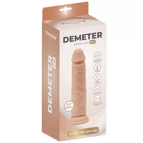 Demeter Dildó Rezgő 10 mód USB töltő 20 cm ultrapuha szilikon