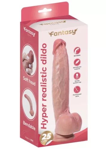 Fantasy Toys Dildó Realisztikus, Rugalmas, Nyéllel 25 cm Fekete