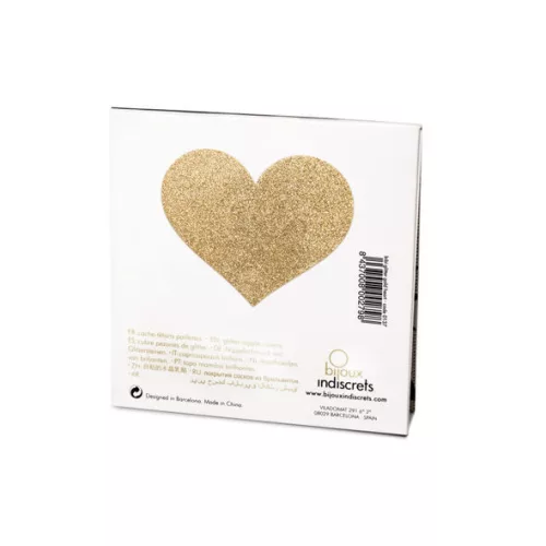 BIJOUX - Indiscrets Flash Golden Heart – érzéki mellbimbó takarók