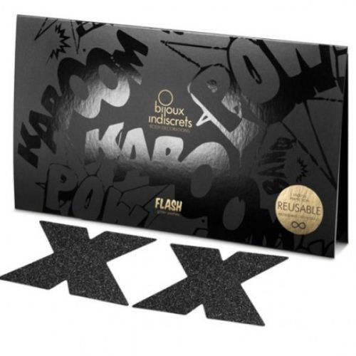 Bijoux Indiscrets Flash Cross – fekete mellbimbó takarók