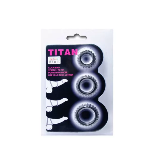 BAILE Titan szett – 3 db prémium péniszgyűrű fekete