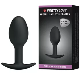 Pretty Love – szilikon anális dugó, 6,5 cm, fekete