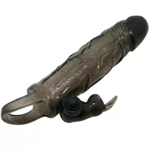 BAILE Brave Man – nyúl formájú péniszköpeny fekete 16,5 cm