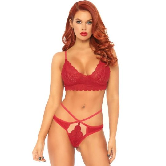 LEG AVENUE - csipkés bralette és tanga, M/L méret