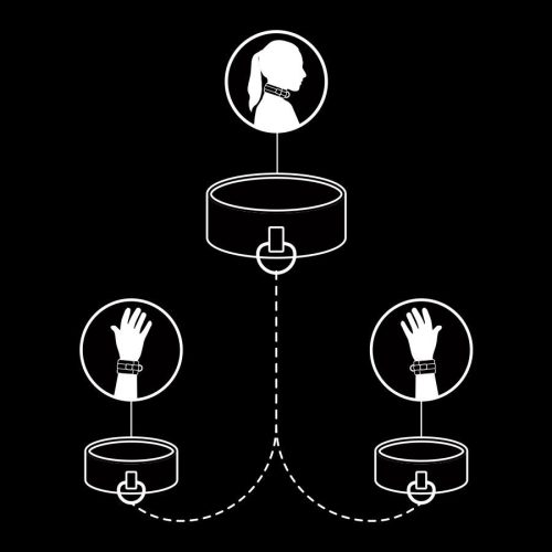 Fetish Submissive – vegán bőr nyaklánc és kézbilincsek