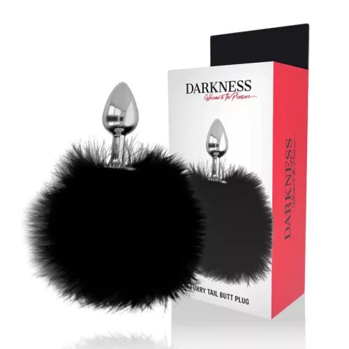 DARKNESS - extra anális dugó farokkal, fekete 7 cm