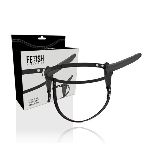 Fetish – fekete szilikon vibrátor prémium hám 15 cm