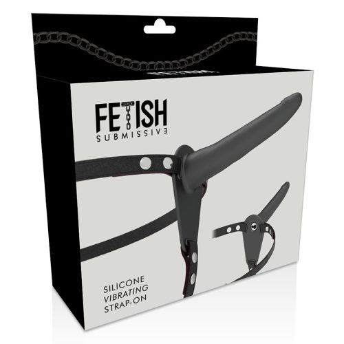 Fetish – fekete szilikon vibrátor prémium hám 15 cm