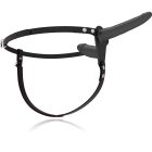 Fetish – dupla behatolású fekete vibrátor harnesszel