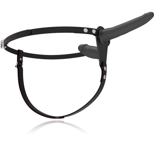 Fetish – dupla behatolású fekete vibrátor harnesszel