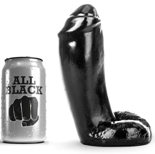 ALL BLACK - Élethű 18 cm-es dildó
