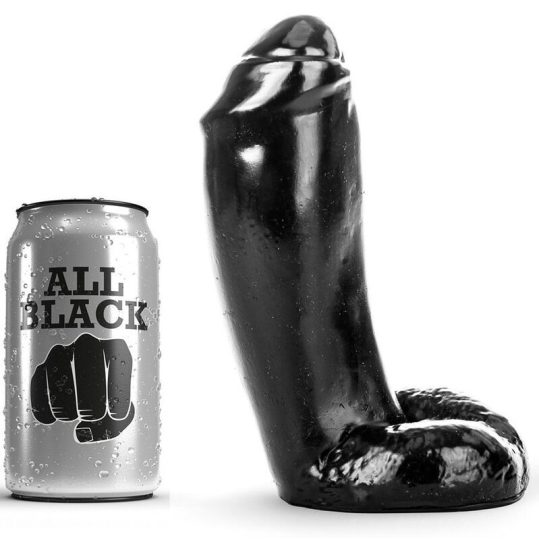 ALL BLACK - Élethű 18 cm-es dildó