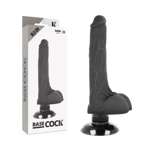BASECOCK – élethű fekete vibrátor 2 az 1-ben, 18,5 cm