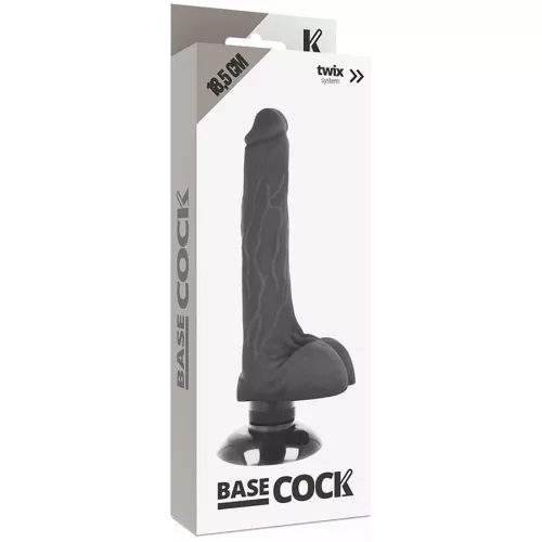 BASECOCK – élethű fekete vibrátor 2 az 1-ben, 18,5 cm