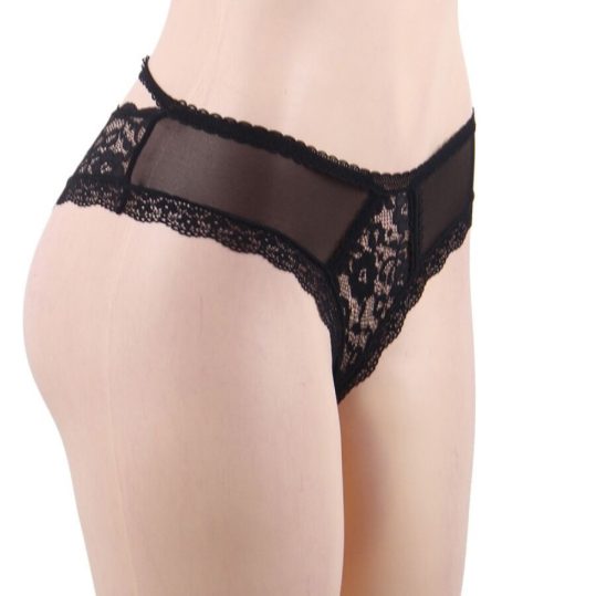 QUEEN LINGERIE – virágos csipkés tanga S/M