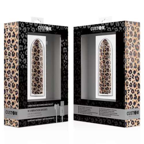Custom Bullets - Leopard mágneses vibrátor 10 erősséggel