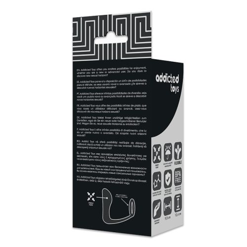 ADDICTED TOYS - anál dugó fekete szilikon gyűrűvel