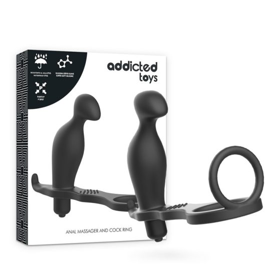 ADDICTED TOYS - 12 cm-es anális dugó fekete szilikon gyűrűvel