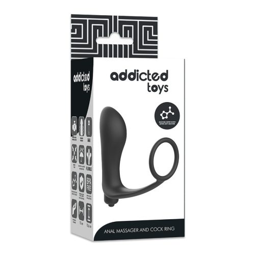 ADDICTED TOYS – vibráló anális dugó péniszgyűrűvel