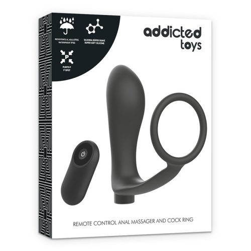 ADDICTED TOYS – fekete, újratölthető péniszgyűrű távirányítóval