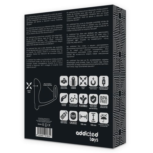 ADDICTED TOYS – fekete, újratölthető péniszgyűrű távirányítóval