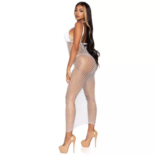 Leg Avenue - Kötött csipke maxi ruha, egy méret, fehér