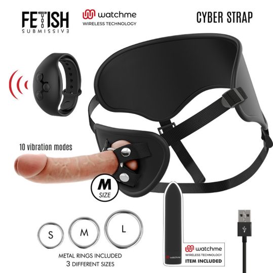 WatchMe M – prémium cyber hám vibrátorral és távirányítóval