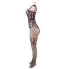 Queen – virágos csipkés, nyitott bodystocking S-L
