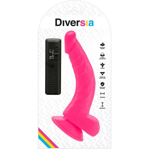 DIVERSIA – rugalmas, vibráló dildó rózsaszín 21,5 cm