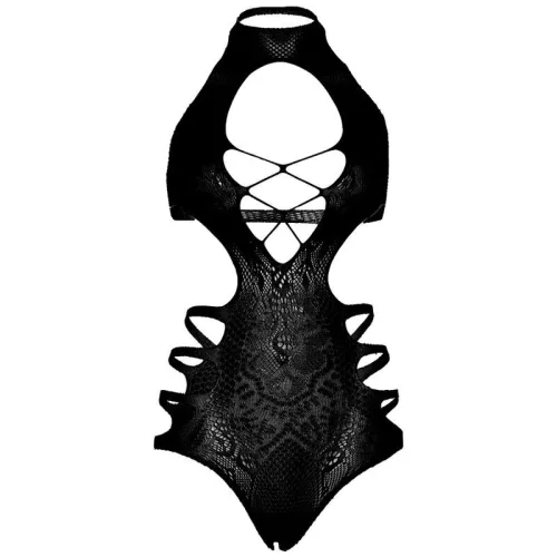 LEG AVENUE – Elegáns cut-out bodysuit (fekete, egy méret)
