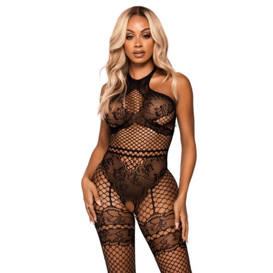 LEG AVENUE HÁLÓS BODYSTOCKING EGY MÉRET - FEKETE