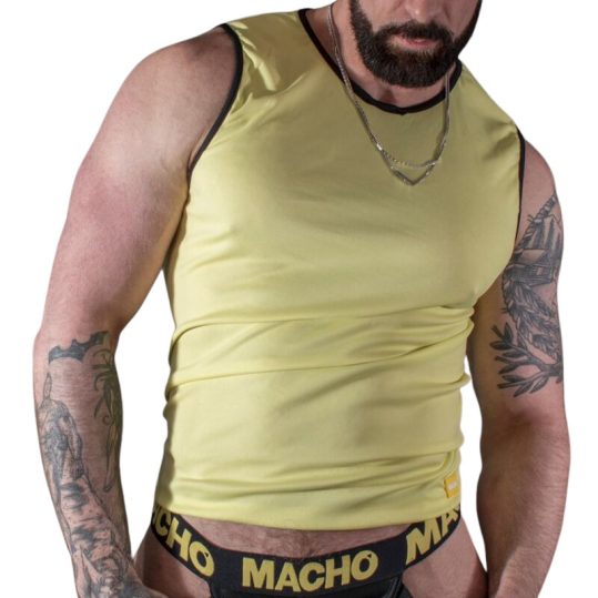 Macho - stílusos sárga póló L/XL méretben