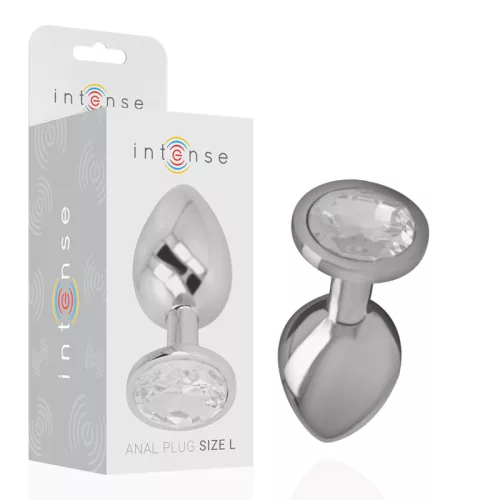 INTENSE – prémium fém anál plug ezüst kristállyal, L méret