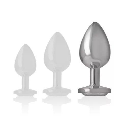 INTENSE – prémium fém anál plug ezüst kristállyal, L méret