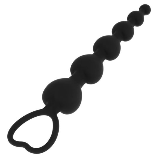 BLACK&SILVER - érzéki anális lánc szív formával 18 cm