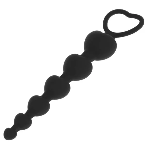 BLACK&SILVER - érzéki anális lánc szív formával 18 cm