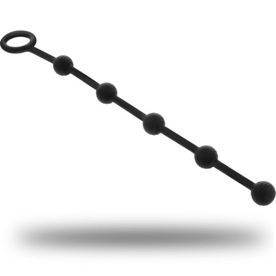 BLACK&SILVER – prémium szilikon anális gyöngyfűző 21 cm