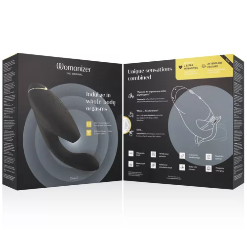 Womanizer Vibrátor Kettős stimuláció, G-pont, 14 intenzitás, 10 rezgésminta Fekete Waterproof