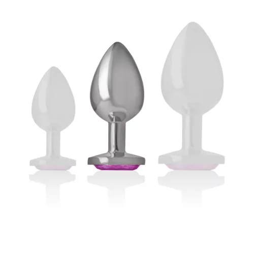 INTENSE – fém anál plug, pink szív, M méret