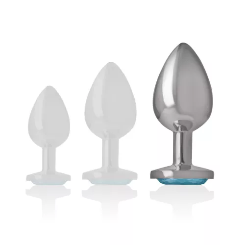 INTENSE - prémium kék szív anal plug, fém, L-es méret