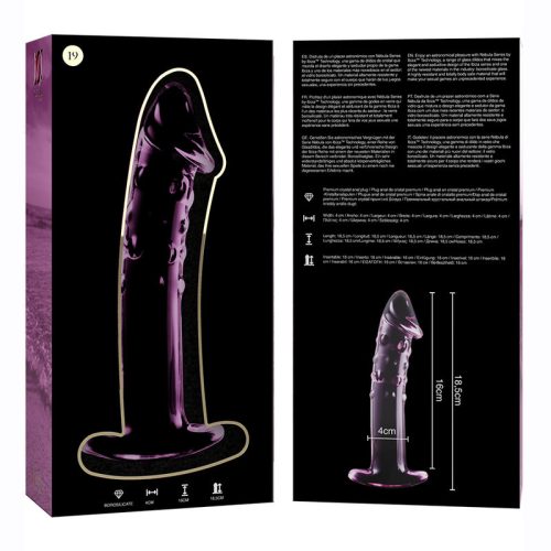 Ibiza Nebula 19 – prémium üveg dildo, rózsaszín, 18,5 cm