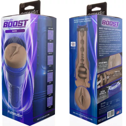 Fleshlight Boost Bang maszturbátor - vagina, sötét natúr