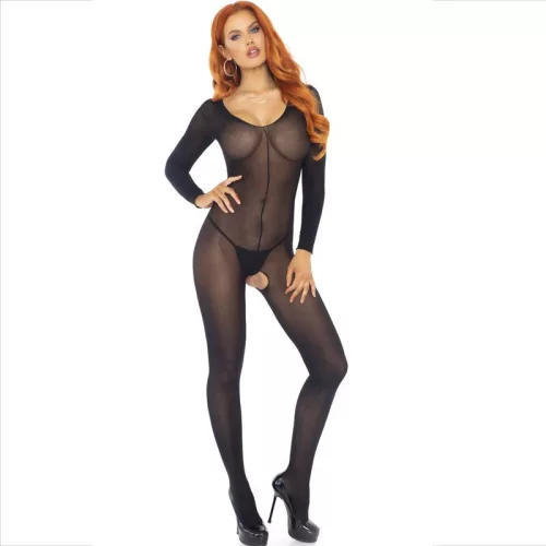 LEG AVENUE – fekete hosszú ujjú bodyharisnya