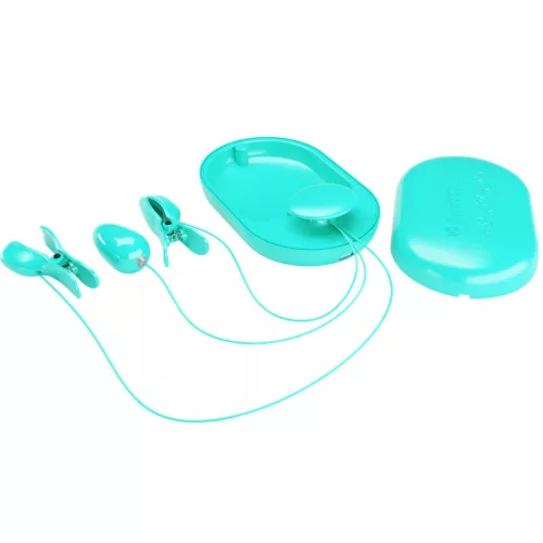PRETTY LOVE - kék elektro-stimuláló csipesz intim élményhez