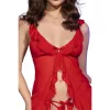 CHILIROSE - érzéki redőzött babydoll és tanga, L/XL