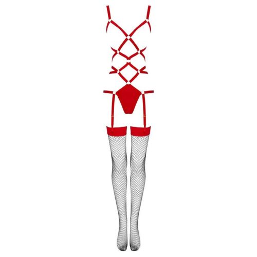 LIVCO CORSETTI FASHION – érzéki test és harisnya szett, piros L/XL