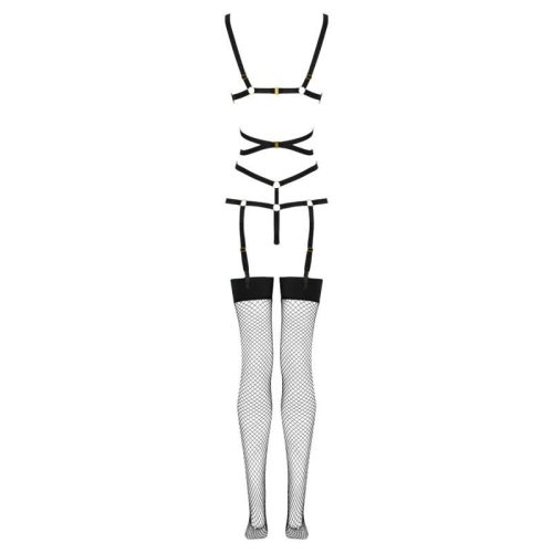 LIVCO CORSETTI FASHION – női body és harisnya szett, fekete S/M