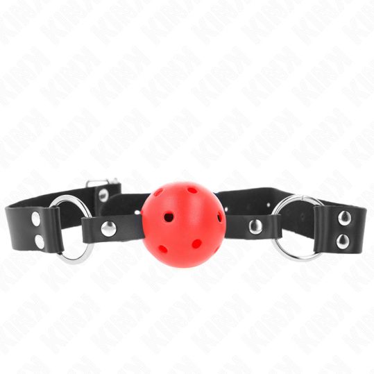 KINK - BREATHABLE BALL 4 CM GAG KETTŐS RIVET VÖRÖS 62,5 x 2,5 CM ÁLLÍTHATÓ 42-58 CM